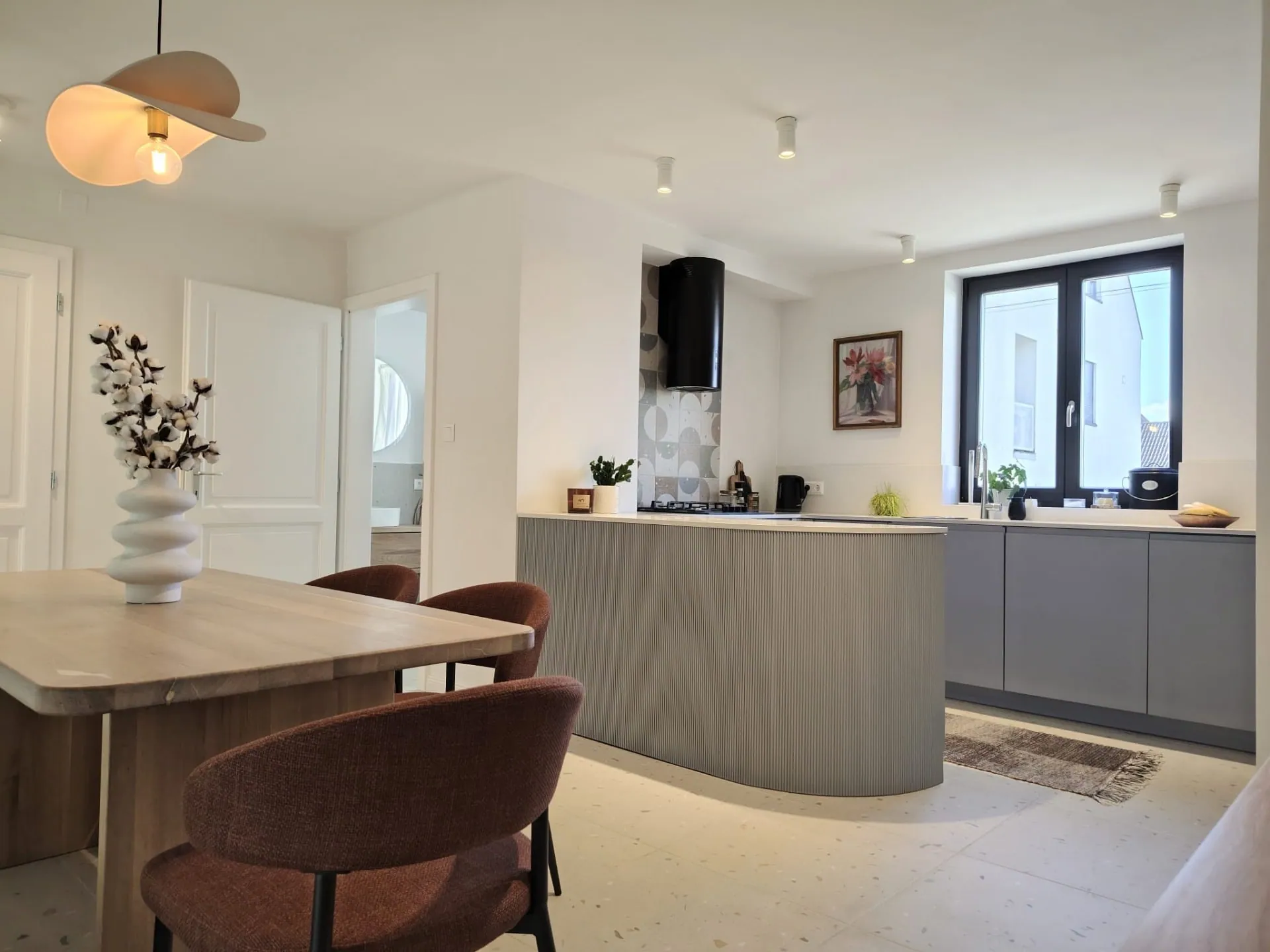 Kitchen with a wooden dining table