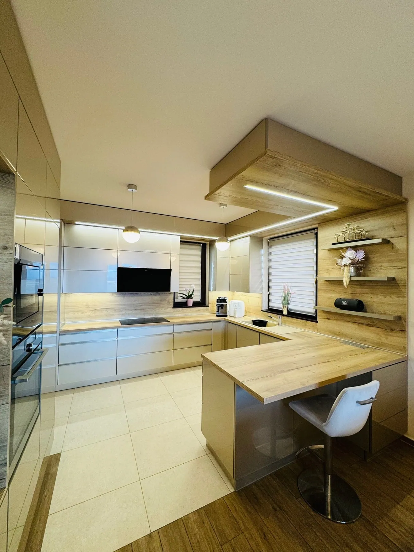 Kitchen and dining area in one open space