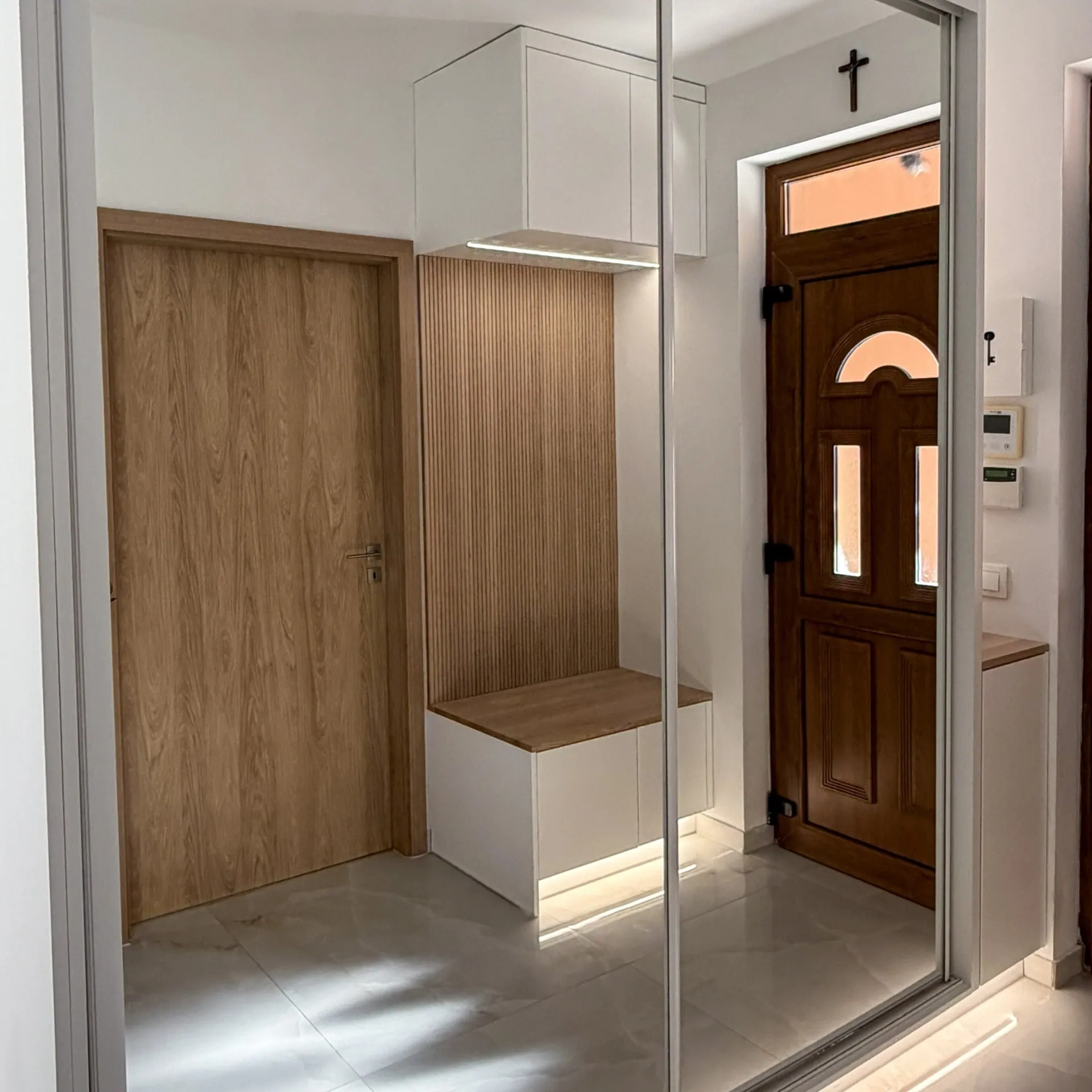 Hallway with a built-in wardrobe