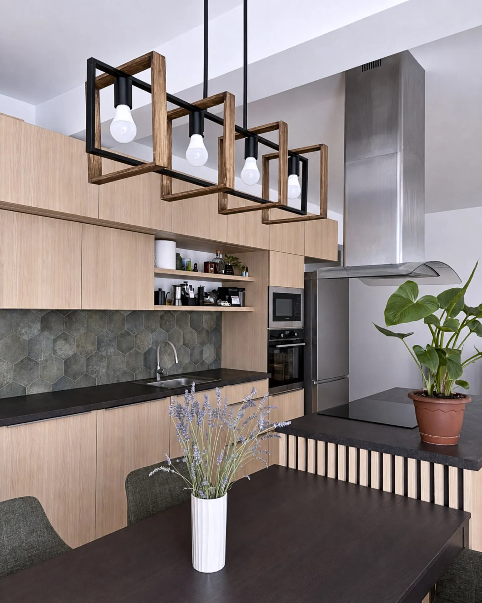 Kitchen in warm wood tones