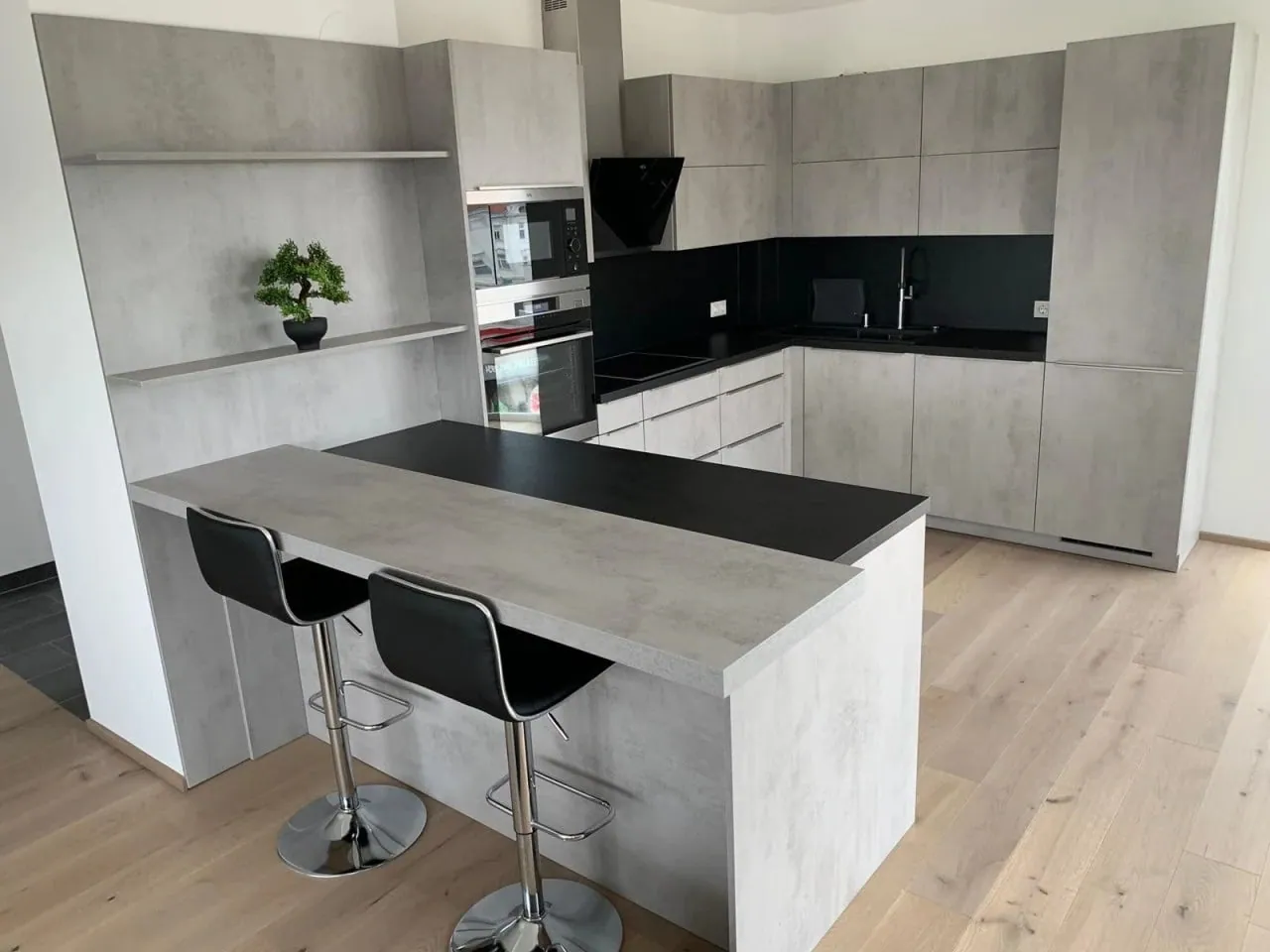 Modern, clean-lined kitchen