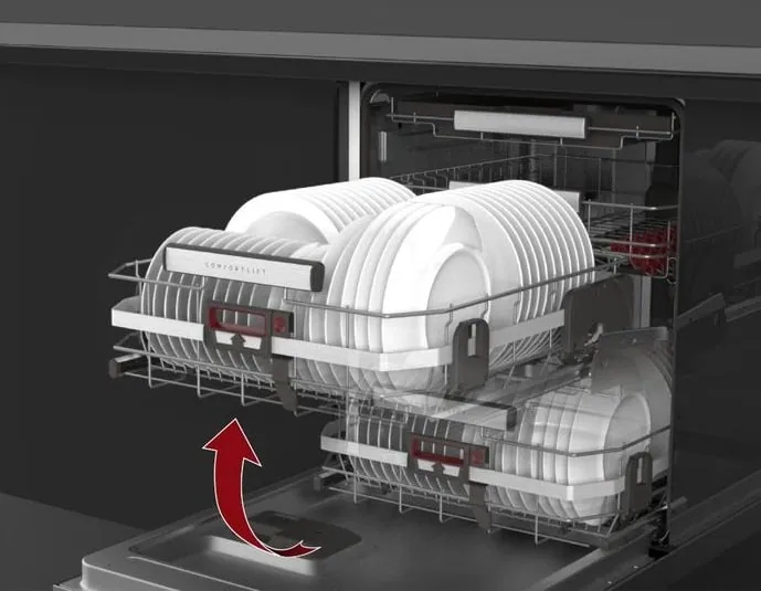 AEG ComfortLift dishwasher with a lifting lower basket