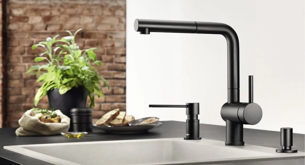 Black tap with a sink