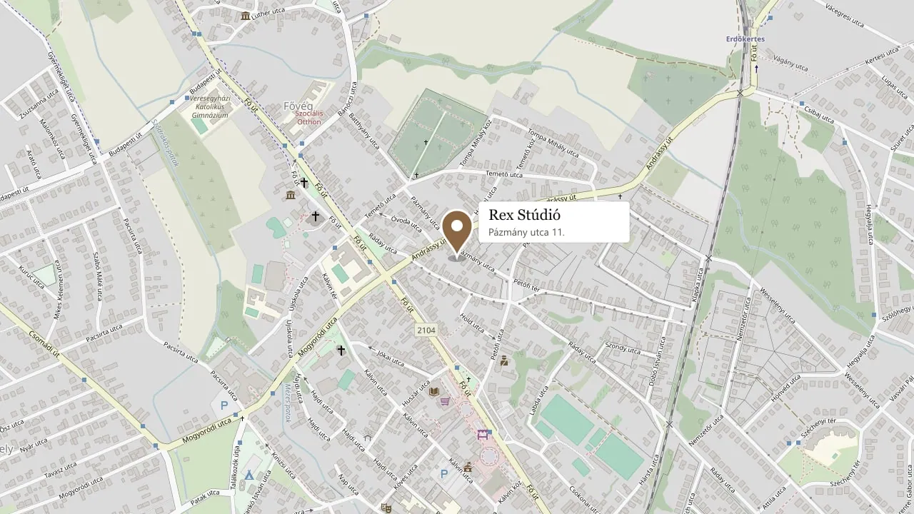 Map: Rex Stúdió showroom, 2112 Veresegyház, Pázmány utca 11.