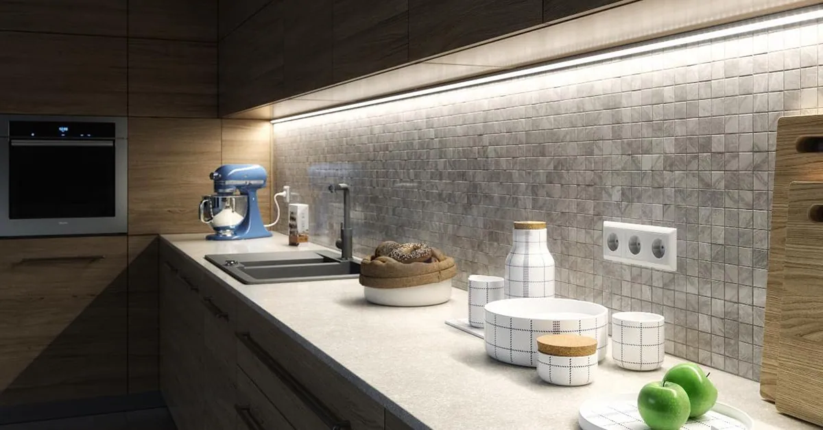 Worktop lighting under the wall cabinets